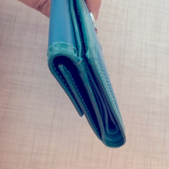 Coach French Calfskin Large Wallet Turquoise Teal - Picture 4 of 16